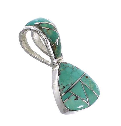 Turquoise Inlay Authentic Sterling Silver Pendant AX95530
